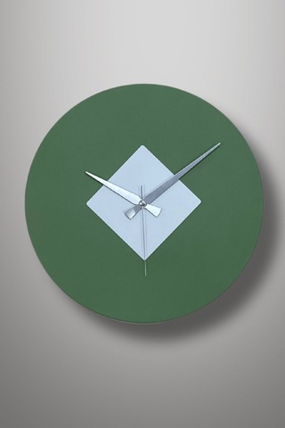 Roundka Model Metal Sıvama Akar Sessiz Mekanizmalı Duvar Saati 40 40 Cm Yeşil Beyaz