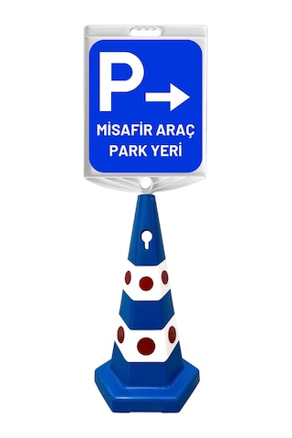 Misafir Araç Park Yeri Sağ Oklu Çift Taraf Baskı Mavi Ultra Kedi Gözlü Ağırlıklı Koni Seti Trafik Dubası