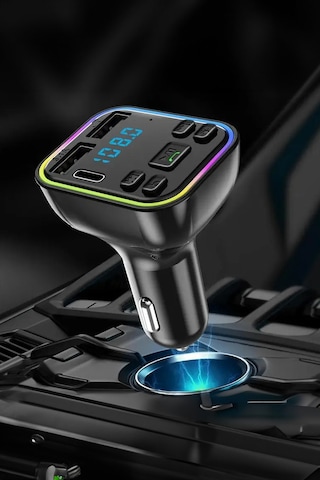 Thentech Araç Çakmaklık Fm Radyo Player Fonksiyon Tuşlu Usb Çıkışlı Şarjlı 12-24v Çıkışlı 7 Renkli Fm Player