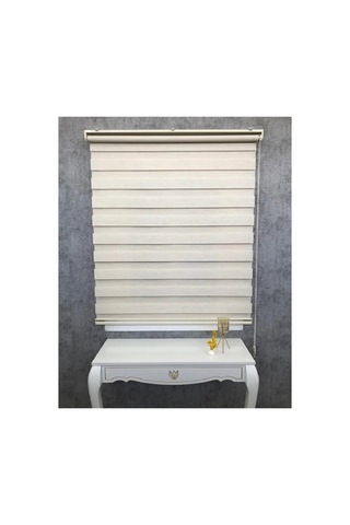 Krem İthal Bambu Zebra Stor Perde Eteksiz 1. Kalite+alüminyum Kasa