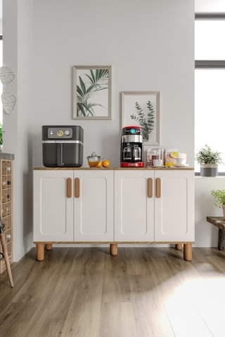 Flora Flr4120 Bohem Kahve Köşesi 4 Kapaklı Mdf Mebran Kapaklı Mutfak Dolabı Çok Amaçlı Dolap Aytaşı Ceviz