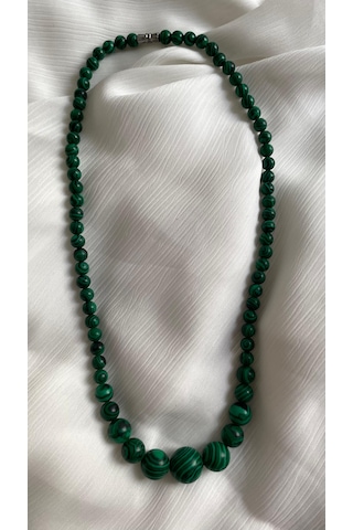 İlknur Doğal Taş Evi Malahit Kolye Zümrüt Yeşili