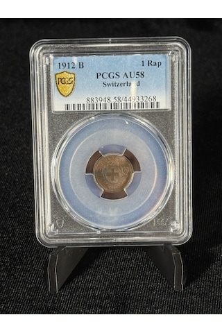 1912 B İsviçre 1 Rap Pcgs Au58 Gold Shield Sertifikalı Top Pop