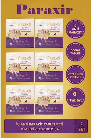 Mengu Petcare Paraxir Kedi İç Bitkisel Anti Parazit İç Köpek İç Bitkisel Anti Parazit Seti 6 Tablet Mengu Petcare Paraxir Kedi İç Bitkisel Anti Parazit İç Köpek İç Bitkisel Anti Parazit Seti 6 Tablet