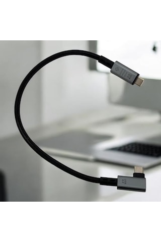 40gbps 240w 4.0 Thunderbolt L Shape Type-c To Type-c Şarj, Data Ve 8k 60hz Data Transfer Kablosu Tip C 30 Cm - Pd240w