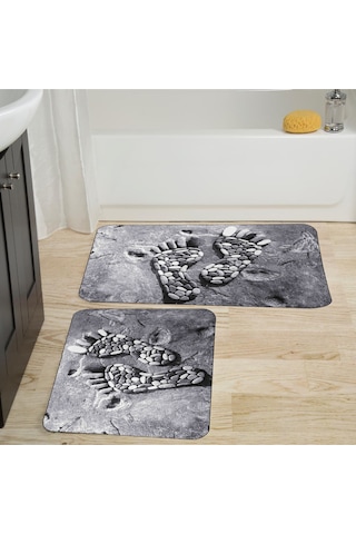 Rovigo Home Baskılı Kaymaz Taban 2 Li Banyo Paspas Takım Rvg5021-100X60-60X50 Çok Renkli