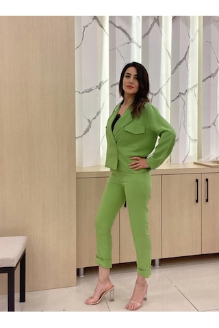 Kruvaze Kapama Kısa Ceket Yeşil - 42 Yeşil