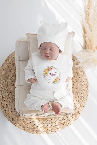 Lilabio %100 Organik Isme Özel Isimli Yazlık 10lu Hastane Çıkışı Ekru