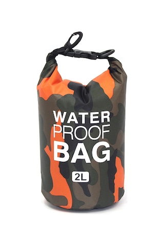 Teltree 2l Oranj Kamuflaj Poliester Su Geçirmez Çanta - Tek/çift Omuzlu, Hafif, Kayak, Bot Turları İçin