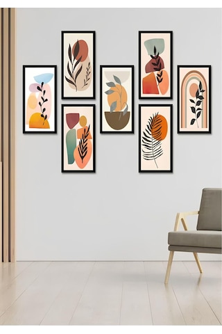 Modern Style Dekorize Mdf 7 Parça Çerçeve Görünümlü Tablo Set 10203 10 X 20