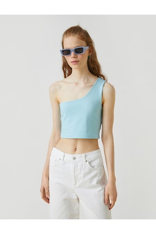 Koton Crop Atlet Tek Omuzlu Açık İndigo 2yal38034ok Açık İndigo