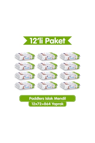 Paddlers Islak Mendil 864 Yaprak (12x72) – Koli