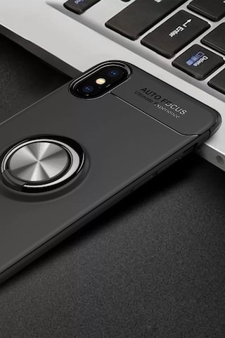 Apple iPhone Uyumlu Uyumlu Xs Max Kılıf Range Yüzüklü Silikon - Siyah