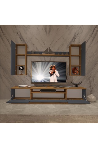 Decoraktiv Trio 5d Mdf Tv Ünitesi Tv Sehpası Pera - Antrasit