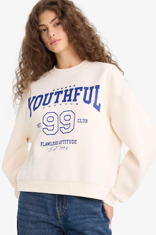 Defacto Regular Fit Bisiklet Yaka Baskılı Sweatshirt E9502ax25wnwt32 Beyaz