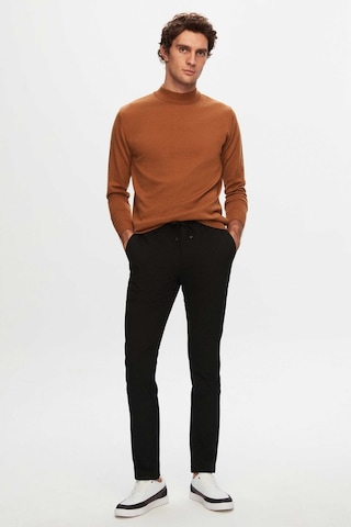 D'S Damat Slim Fit Beli Lastikli Bağcıklı Fermuarlı Likralı Rahat Jogger Pantolon 2HC03ORTJGR01 Siyah