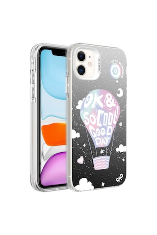 Apple Uyumlu iPhone 12 Kılıf Desenli Zore Silver Sert Kılıf