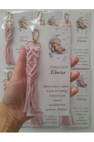 50 Adet Pembe Makrome Anahtarlık Bebek Mevlüt Şekeri Diş Buğdayı Açık Pembe