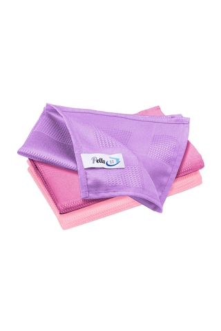Mikrofiber Cam Bezi 3'lü Set 40x60cm - Ilaçsız Lekesiz Temizlik, Çizik Yapmaz, Yıkanabilir Mor-pembe