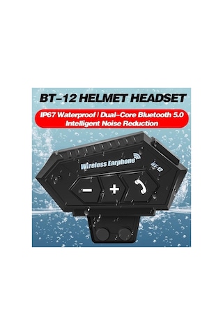 Bt12 Bluetooth 5.0 Motorsiklet Interkom Mikrofonlu Kulaklık Kask Bluetooth Kulaklık