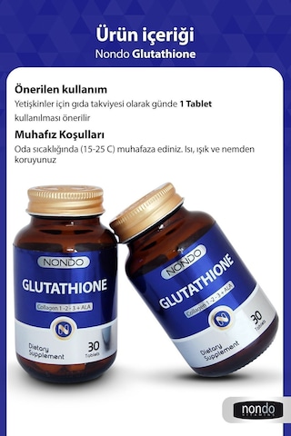 Nondo Glutatyon 30 Tablet Glutathione Kolajen 1-2-3 Alfa Lipoik Asit Bromelain Hyaluronik Asit