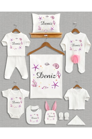 Ponponlu Tavşan İsme Özel 11'li Organik Hastane Çıkışı Ekru
