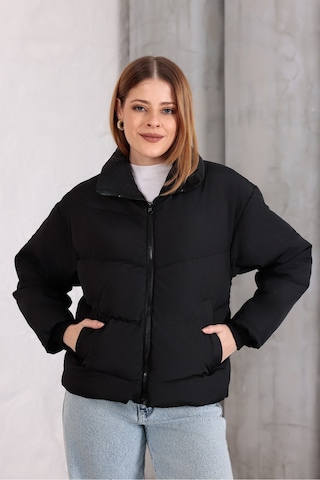 Blayn Jeans Kadın Kapüşonsuz Şişme Mont Siyah