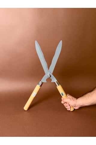 Çit Budama Makası 50 Cm Ahşap Saplı, Dalgalı Bıçaklı