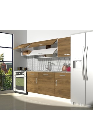 Decoraktiv Prestij 220 Mdf Hazır Mutfak Dolabı - Tezgah Dahil - Naturel Pera Meşe