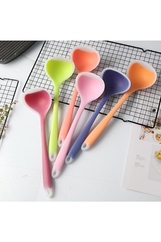 Kırmızı Jankng 1 Adet Uzun Saplı Kaşık Seti Silikon Çorba Kaşığı Mutfak Yapışmaz Büyük Gıda Kaşık Pota Ev Fda Pişirme Gereçleri Aracı
