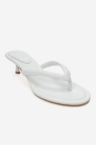Luvi Shoes Norell Beyaz Cilt Parmak Arası Kadın Topuklu Terlik