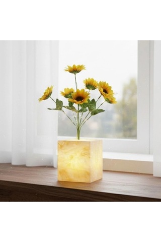 Sarı Saksılı Led Yapay Çiçek