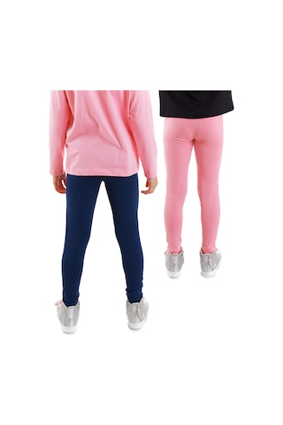 Denokids Lacivert Ve Pembe Kız C Ocuk 2'li Paket Tayt Renkli