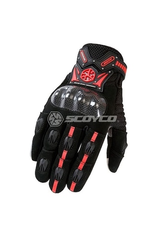 Scoyco Mc20 Carbon Fiber Eldiven (Kırmızı-Siyah) (434128015)