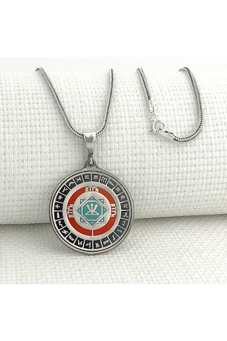 Takıhan Oğuz Kağan Mührü 925 Ayar Gümüş Türk Boyları Simgeli Kolye Gümüş