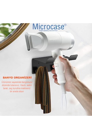 Saç Kurutma Fön Makinesi Tutucu Stand Banyo Organizeri Al4557 Siyah
