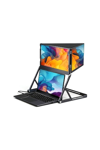 Ultrax 15.6" Üçlü Taşınabilir Monitör Katlanabilir Ayaklı Çoklu Ekran Full Hd Ips