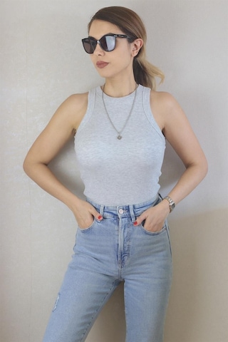 Ritnice Kadın Premium Doku Gri Fitilli Pamuklu Atlet