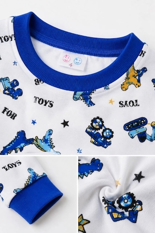 Ertaş Trend Store Erkek Çocuk Premium Penye Dinozor Desenli Uzun Kollu Pijama Takımı 2-11 Yaş - Mavi Çok Renkli