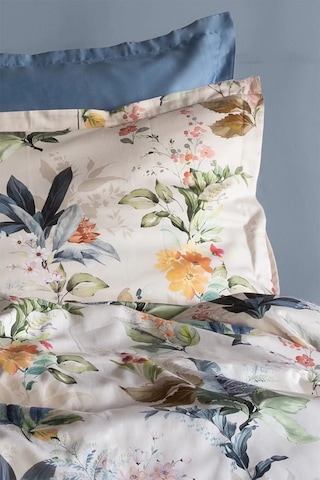 İssimo Home Claude %100 Pamuk Saten Çift Kişilik Nevresim Takımı Krem - Mavi