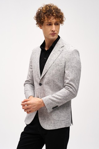 Erkek Siyah Barı 4 Drop / Geniş Kalıp Mono Yaka Ceket-16416 Siyah