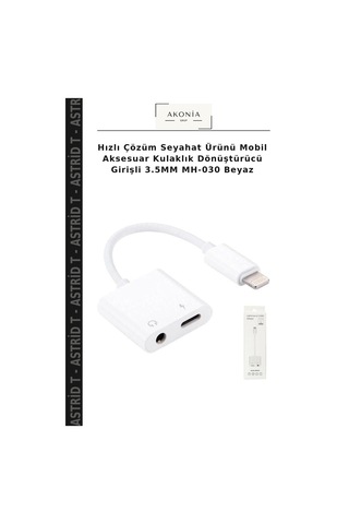 Hızlı Çözüm Seyahat Ürünü Mobil Aksesuar Kulaklık Dönüştürücü Girişli 3.5mm Mh-030 Beyaz