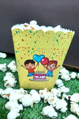 8'li Çocuk Parti Mısır Kutusu - Popcorn Kutusu - Doğum Günü İkram Hediye - Orta Boy Standart
