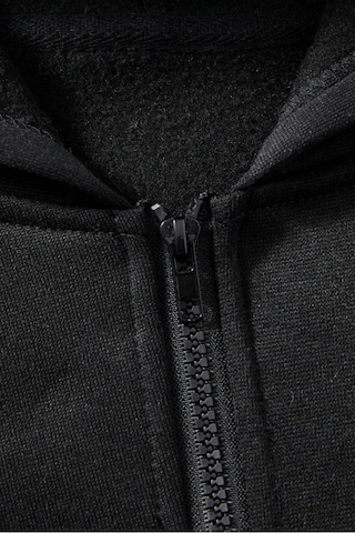 Cool Tarz Unisex Relax Fit Rahat Kesim Pamuklu İçi Polarlı Çift Cepli Fermuarlı Siyah Kapüşonlu Sweatshirt Siyah Siyah