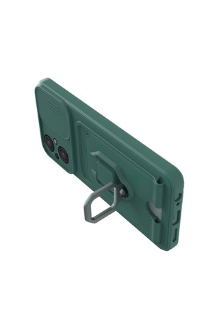 Xiaomi Poco M5 Kılıf Zuma Kartvizitli Yüzüklü Silikon - Yeşil 0.2M-Çok Renkli