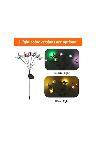 Shineyee Güneş Enerjili Bahçe Aydınlatması - Demir Çelik Kelebekler, Ip65 Su Geçirmez, 6 Lü Warm Işık, Manav Katı Silisyum Paneli İle Otomatik Aç/kapat Ilık Beyaz