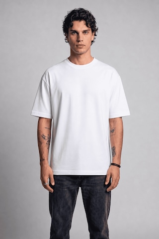 Black Nova Oversize Baskılı Unisex %100 Pamuk T-shirt Skull Rider Beyaz