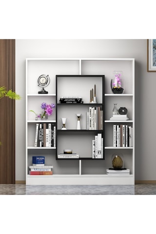 Venüs Kitaplık - Parlak Beyaz / Siyah