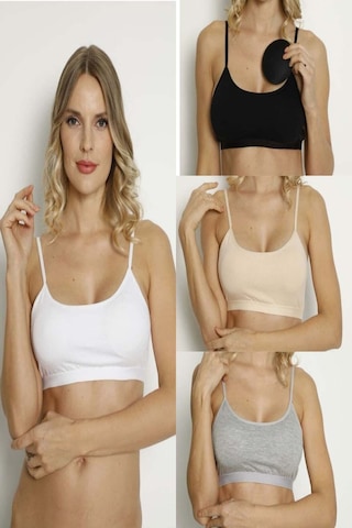 Comfort Secret Kadın Renkli Ip Askı Pedli Yarım Atlet Büstiyer 4'lü Set Çok Renkli