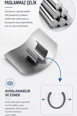 2'li Paslanmaz Çelik Parmak Koruyucu Kesim Aparatı Mutfak Doğrama El Koruyucu Diğer